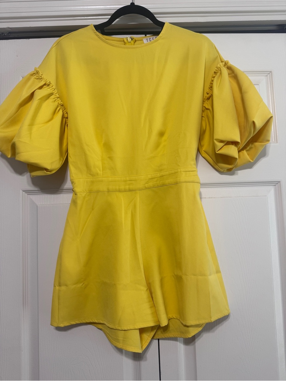 Bright Yellow Puff Sleeve Romper